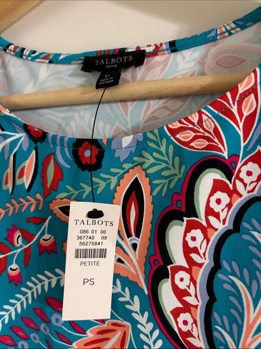 Talbots Teal Multicolor Floral Paisley Sleeveless Dress NWT - Picture 2 of 7